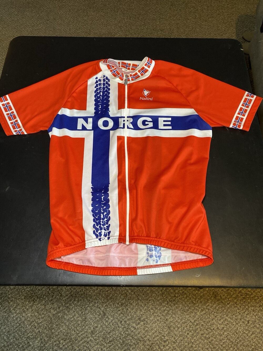 NALINI Norway Team Mens Cycling Jersey Size L XL Flag Full Zip Bicycle Red Blue